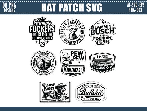 Funny Hat Patch Designs SVG, Gag Gift for Cricut (Digital Download)