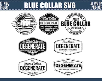 Blue Collar Degenerate Hat Patch: Retro Western SVG PNG (Digital Download)