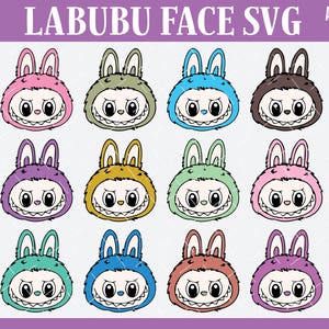 Labubu SVG Designs Bundle, Labubu Png, Vector Digital File for Cricut, Labubu Face Svg, Labubu Clipart, Cartoon Animal, Svg Cut Files