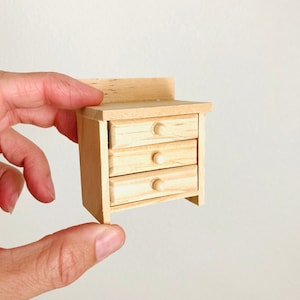 Miniature Dollhouse Dresser With Drawers Scale 1:12 Unfinished Wood Side Table Mini Furniture