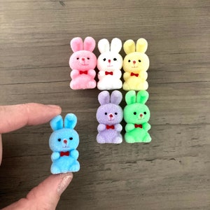 Miniature Colorful Bunny / “Choose a Color” Soft Rabbit Micro Mini Crafting Diorama Purple Blue Pink Yellow White Green Easter