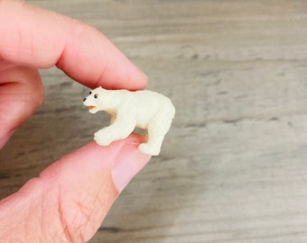 Miniature Polar Bear / Micro Mini Tiny White Arctic Animal Diorama Terrarium