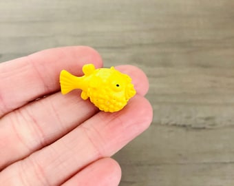 Poisson-globe miniature / Récif de corail Diorama terrarium aquarium artisanat jaune Mini poisson océan mer créature
