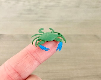 Miniature de crabe de mer vert/crabe réaliste minuscule mini créature marine caoutchouteuse artisanat terrarium diorama