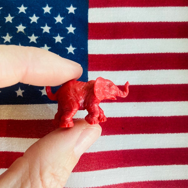 Miniature Red Elephant Republican Political USA Election / Micro Mini Elephant Animal Crafting Terrarium Diorama