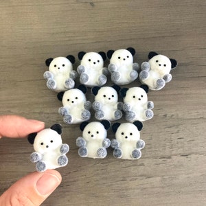 10pc Miniature Teddy Bears / Micro Mini Soft Furry Tiny Doll House Gift Black White Panda Set Diorama Crafting