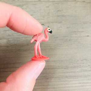 Miniature Pink Flamingo / Micro Mini Tropical Bird of Paradise Fairy Garden Terrarium Crafting Rubber Flex