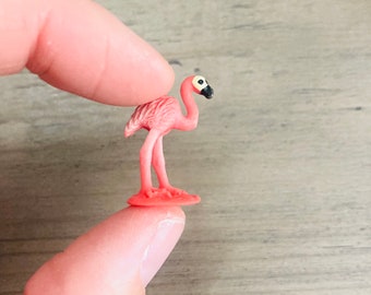 Miniature Pink Flamingo / Micro Mini Tropical Bird of Paradise Fairy Garden Terrarium Crafting Rubber Flex