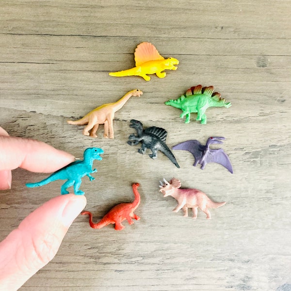 8pc Miniature Dinosaurs / Micro Mini Dinos Crafting Terrarium Diorama TRex Sauropod Pterodactyl Carnosaurus