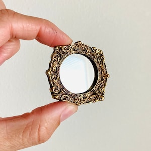 Miniature Dollhouse Mirror Round Victorian Style Cute House Decor