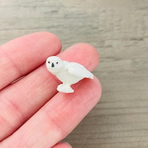 1pc Miniature White Owl / Micro Mini Nocturnal Bird Crafting Diorama Terrarium