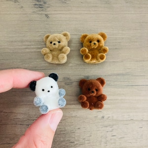 Miniature Teddy Bear / &quot;Choose from Brown, Panda, Light Brown, Beige&quot; Furry Fluffy Tiny Mini Bears Doll House Craft