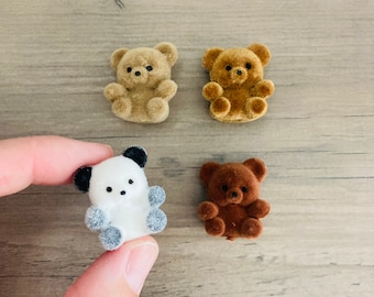 Miniature Teddy Bear / "Choose from Brown, Panda, Light Brown, Beige" Furry Fluffy Tiny Mini Bears Doll House Craft