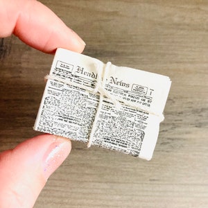 Miniature Vintage Newspaper / Scale 1:12 Mini Dollhouse Decor Porch Paper