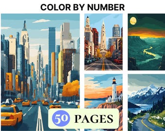 50 stati degli USA da colorare con i numeri / Pagine da colorare digitali / Libro da colorare per adulti Procreate / Stampabile