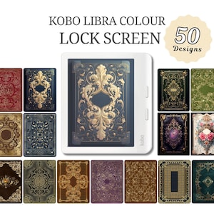 50 Lock Screens for Kobo Libra Colour | Vintage Book Covers Bundle | Instant Digital Download
