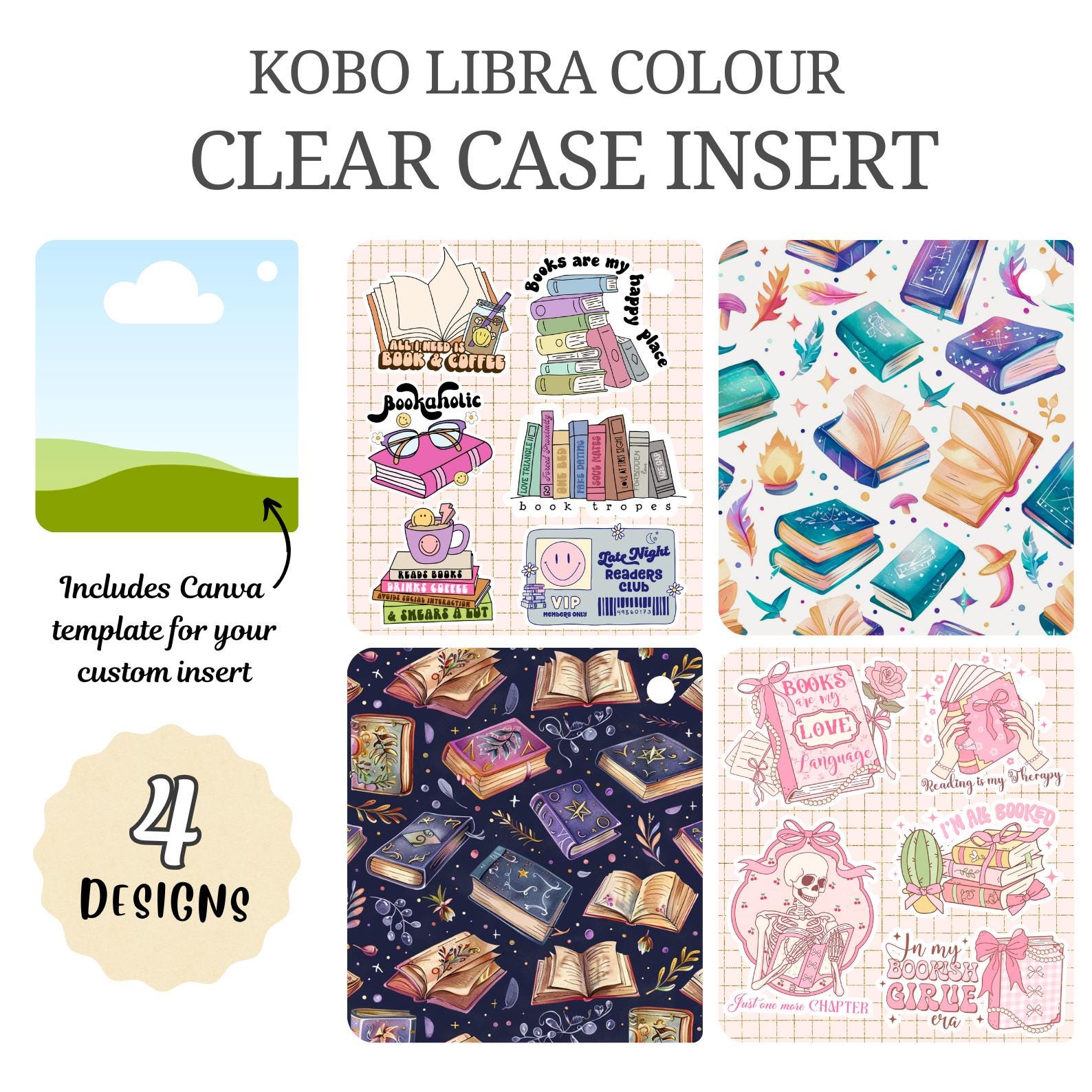 Kobo Libra Colour Clear Case Insert Template | Canva Template