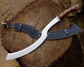 Handmade Bronze Khopesh Sword with Leather Sheath, Ancient Egyptian Replica, Full Tang Steel Sword, Gift For Mens