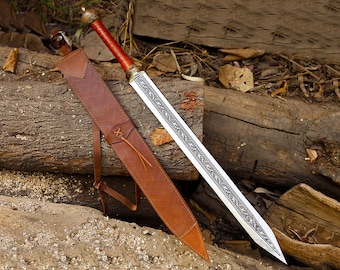 Handmade Roman Gladius Sword – Engraved Steel, Custom Leather Sheath | Christmas Gift for Him, Collector & Ready for Gift Giving