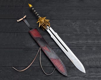 Réplica artesanal da espada Blade do Deus da Guerra do Olimpo - Item de colecionador e presente celestial com bainha de couro.