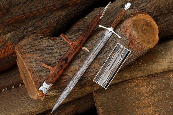 Custom Damascus Viking Sword, Real Medieval Long Sword, Hand Forged Blade, Gift for Him