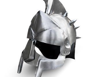 Handmade Silver Steel Roman Warrior Helmet: Cosplay LARP Replica