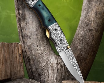 Engraved Stainless Steel Folding Knife | Personalized Pocket Knife | Rose Wood Handle Knife | Wedding Husband Anniversary Father Gift