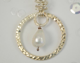 Necklace of Sterling Silver & One Large Freshwater Pearl
