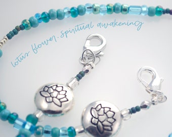 Face Mask Lanyard Blue Beads Lotus Flower Beads
