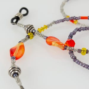 Necklace Eyeglass Holder Beaded Cord Lanyard Orange Yellow Beaded Chain convert to mask holder