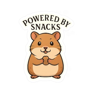 Powered by Snacks – Funny Hamster Vinyl Sticker for Rodent Exotic Pet Lovers, Cute Small Pet Decal for Laptops, Gifts & Animal Fans