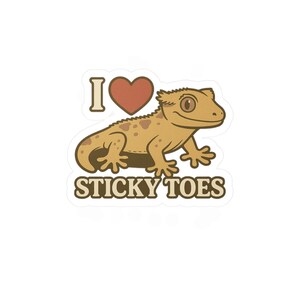 I Heart Sticky Toes – Crested Gecko Vinyl Sticker Love Cute Lizard Vinyl Decal for Exotic Pet Reptile Lovers - Die-Cut Reptile Sticker Gift
