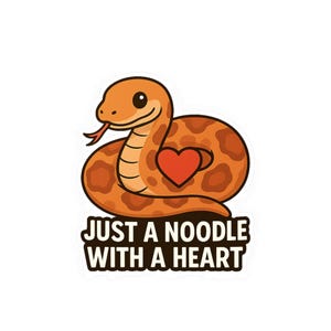 Just a Noodle With a Heart Cornsnake Sticker - Love Cute Snake Vinyl Decal for Exotic Pet Lovers - Die-Cut Reptile Sticker Gift