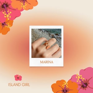 MARINA RING – Orange Star Ring – Regal Gold Statement Jewelry – Celestial Star-Shaped Ring – Adjustable Gold-Plated Ring