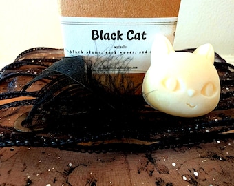 Fall Wax Melts: Black Cat- black plum, dark woods,  and smoke - mysterious, sneaky, and adorable