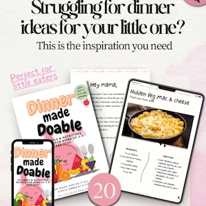 Ideas para cenas infantiles / 20 comidas fáciles para niños pequeños y preescolares / Libro de recetas imprimible para mamás ocupadas / Descarga digital en PDF