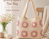 Tote Bag Crochet Pattern, Blush Daisy Granny Tote PDF, Flower Granny Square Bag, Instant Download