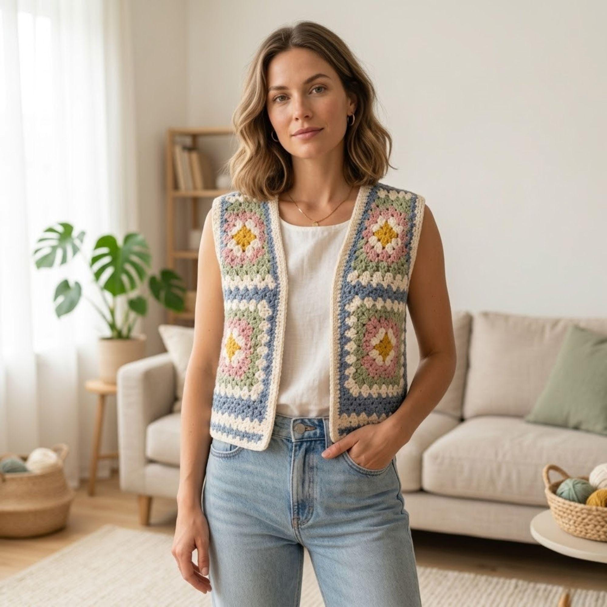 39 Granny Square Vest Crochet Patterns for Retro Layers, Boho Vests, and Handmade Gifts 23 Crochet Granny Square Vest