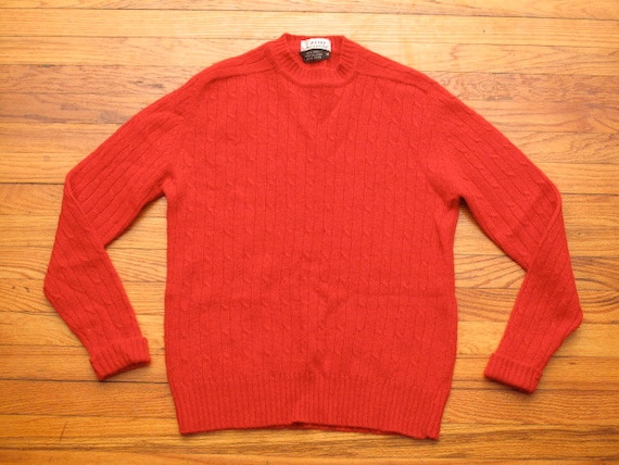 mens red cable knit sweater