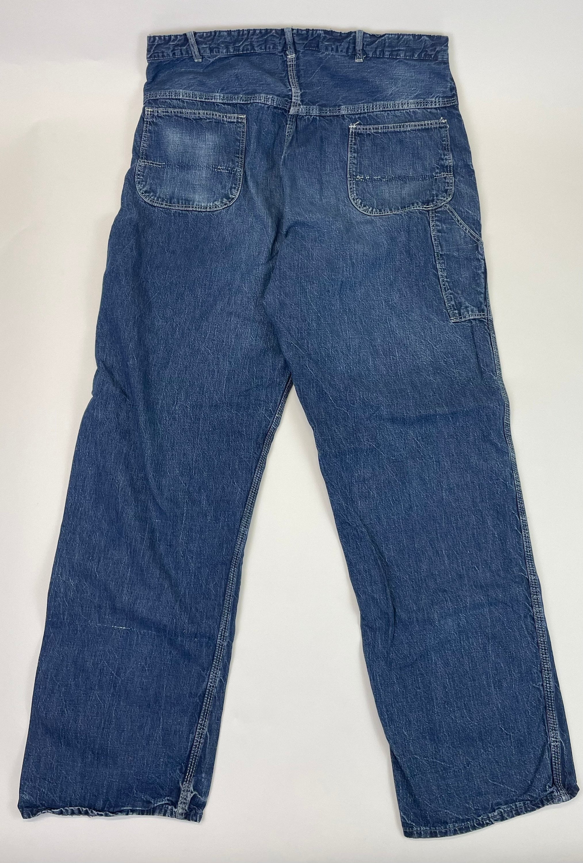 パンツ 50s Sanforized Denim work pants 50s SANFORIZED Denim Jeans Carpenter Rivots Pants Blue