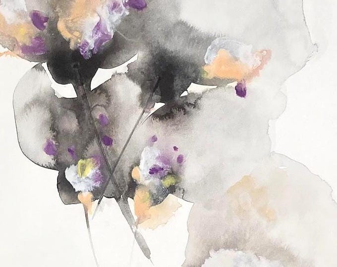 Strange Flowers - "Silk Clouds." Original watercolor with an elegant, oriental touch on Saunders Waterford 300g satin-finish paper.