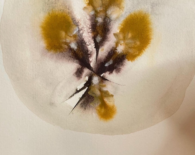 Watercolor flowers, elegant floral abstract on 300g satin-textured cotton paper. 19 x 28.5 cm.