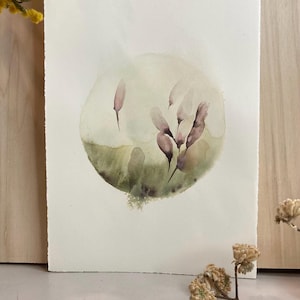 Fiori ad acquerello, astratto floreale ed elegante su carta cotone grana satinata 300 g. 19x28,5 cm