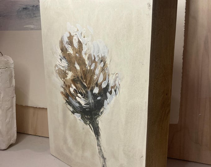 Abstract expressive watercolor, elegant nature, 100% cotton paper, applied on wooden board