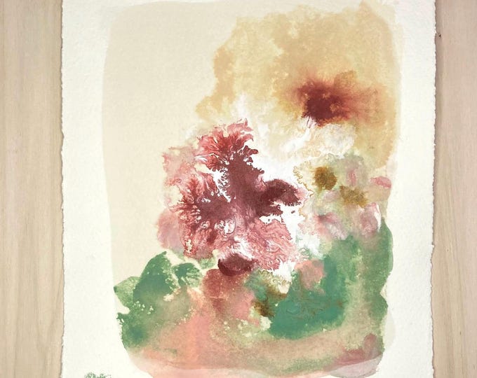 Roses. Gouache and watercolor, elegant floral abstract on Arches paper, fine grain 300g.