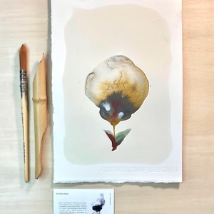 Fiori ad acquerello, astratto floreale ed elegante su carta cotone grana satinata 300 g