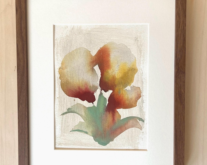 Strange Flowers – Flower No. [01]. – Original watercolor on 100% cotton paper and marble dust. Frame included 24x30