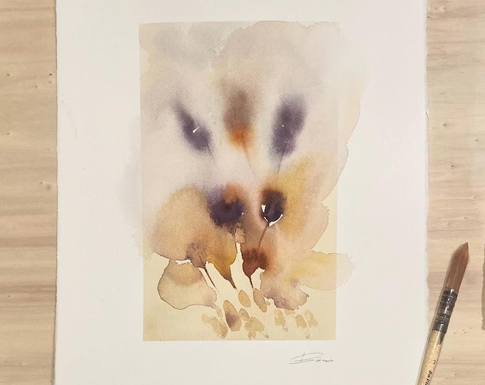 Strange Flowers. Elegant and romantic watercolor on Arches paper, 28.5 x 38.5 cm, 300g fine grain.