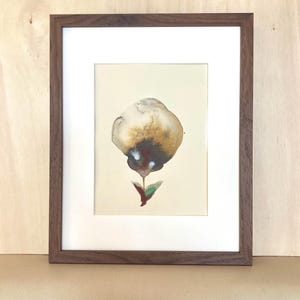 奇妙な花 – 花No. [01] – 100%コットン製アーチズサテングレイン紙に描かれたオリジナル水彩画。額装付き、サイズ24x30