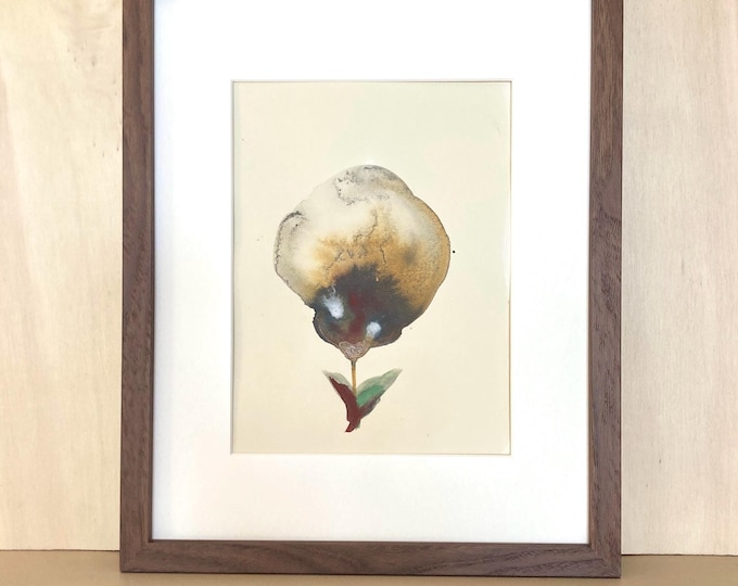 Strange Flowers – Flower No. [01]. – Original watercolor on 100% cotton Arches satin grain paper. Frame included, size 24x30